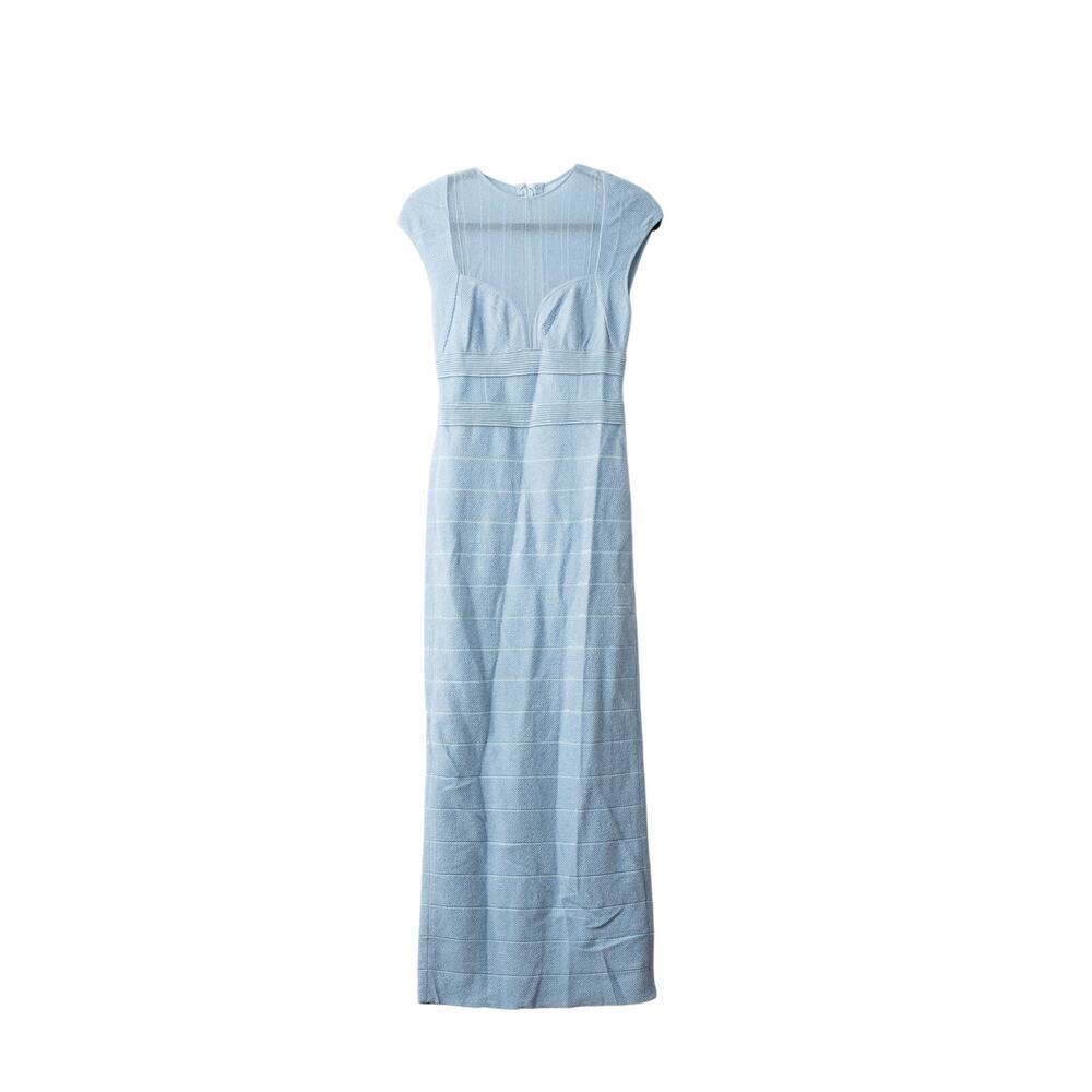 Hervé Léger Blue Bandage Sheer Bustier Gown - Picture 5 of 10